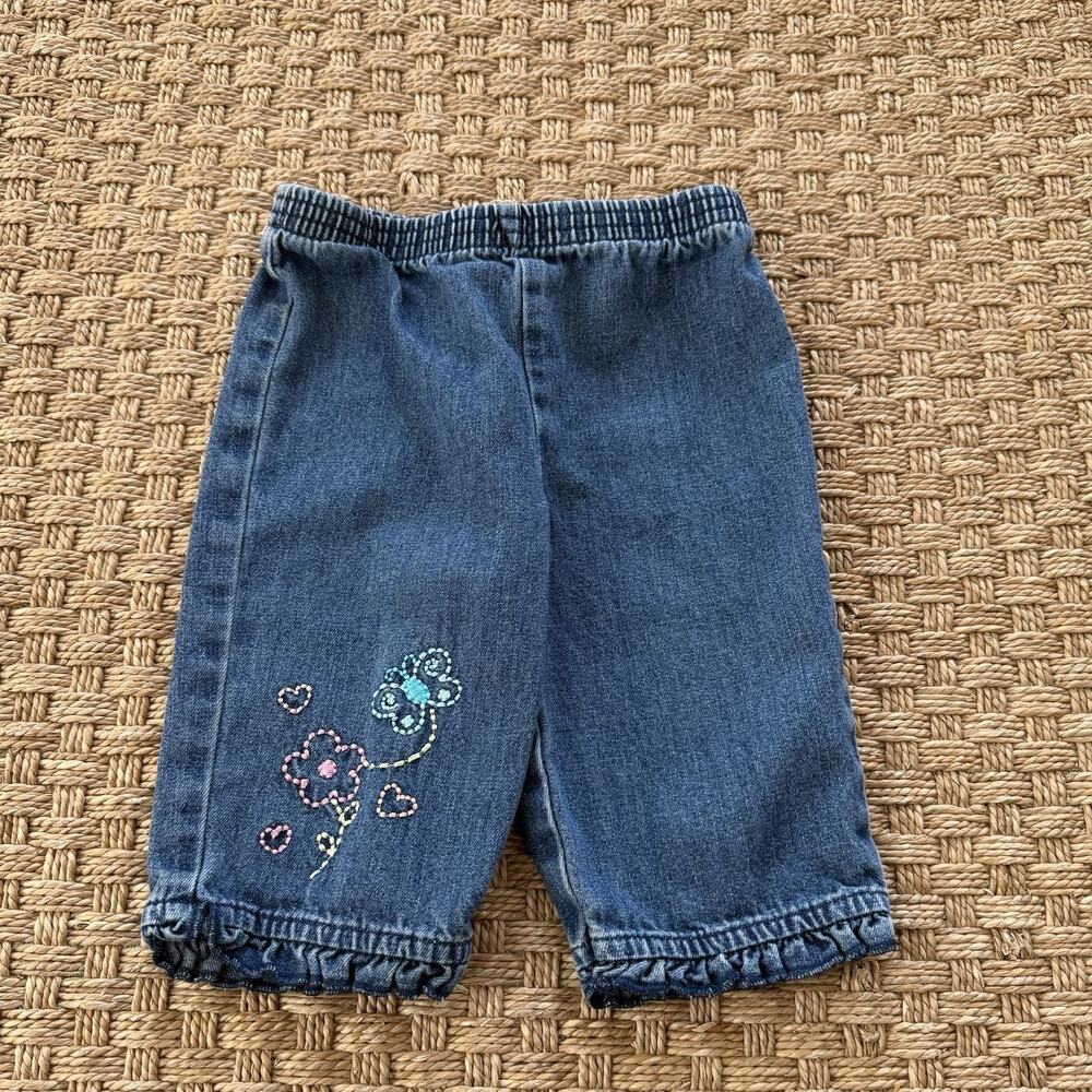 Vintage KRU Supplies Elastic Baby Girl’s Embroidery Jeans Size 3/6 Months
